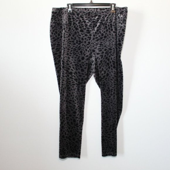 Chico's Velour Animal-Print Legging Pants Gray Black Plus Size 4 20/22 H12256 - Picture 9 of 9